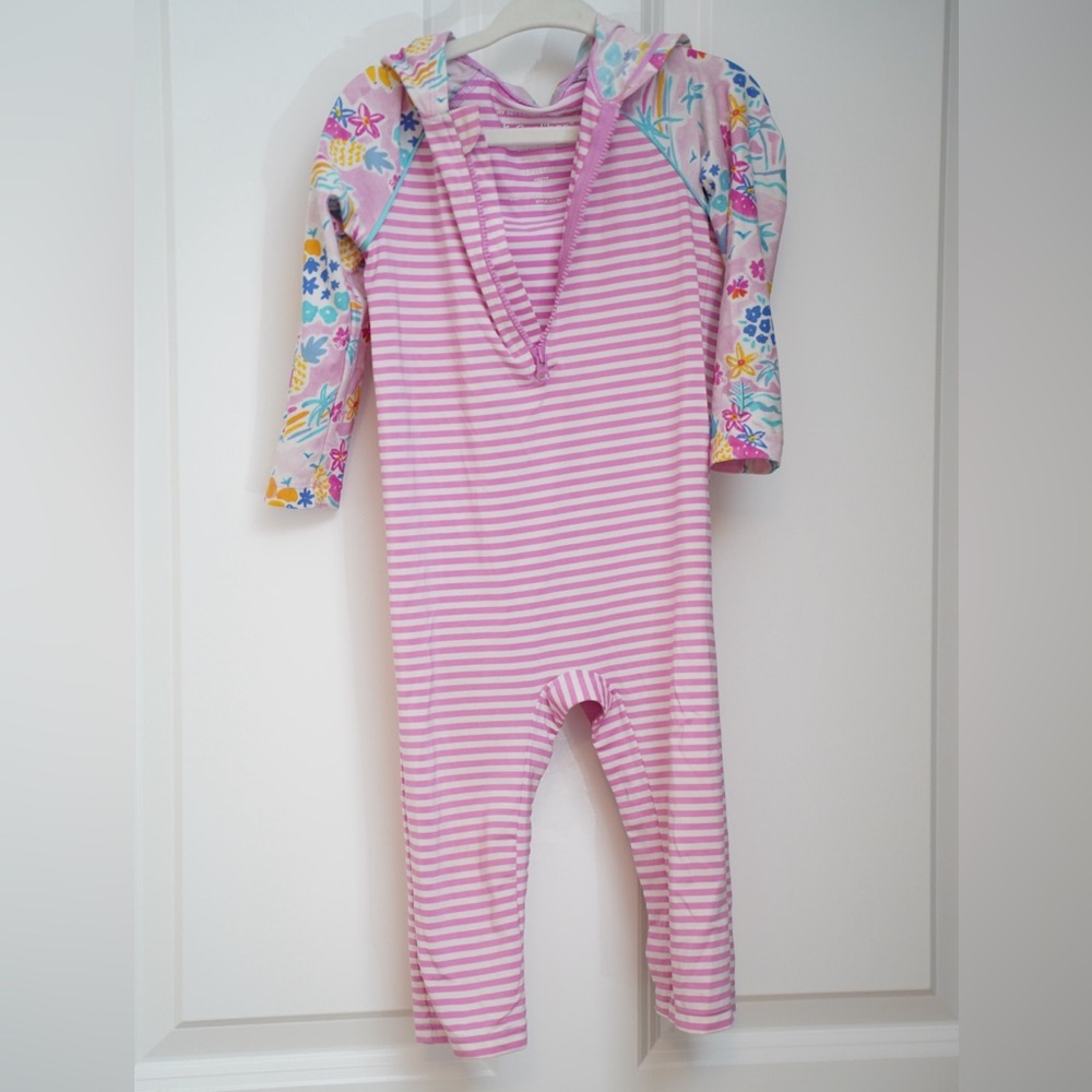 Coolibar Pink and Floral Kids Footie